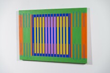 This modern geometric painting by Burton Kramer was inspired by music. Image 4