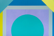 A bright turquoise-blue ‘sun’ draws the viewer’s eye into the center of this beautiful new composition by Burton Kramer. Image 7