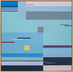 This modern geometric painting by Burton Kramer was inspired by music.