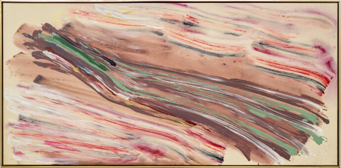 This colourful contemporary abstract painting is by Carol Sutton.