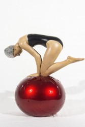 Miniature Quan with Red Ball and Swarovski Crystal
