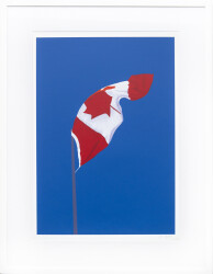 This framed pop art lithograph of a Canadian flag is by Charles Pachter.