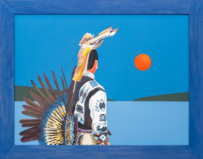 This contemporary painting of a historic indigenous figure is by Charles Pachter.