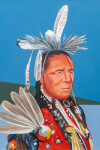 This contemporary painting by Charles Pachter features a historic indigenous figure. Image 3