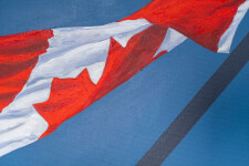 This acrylic pop art painting of a Canadian flag is by Charles Pachter. Image 7