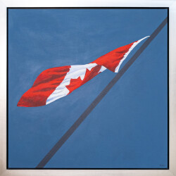 This acrylic pop art painting of a Canadian flag is by Charles Pachter.