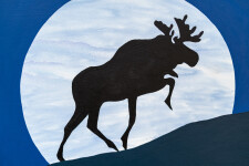 This pop art painting of a moose is by Charles Pachter. Image 5