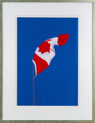 This pop art print of a Canadian flag is by Charles Pachter.