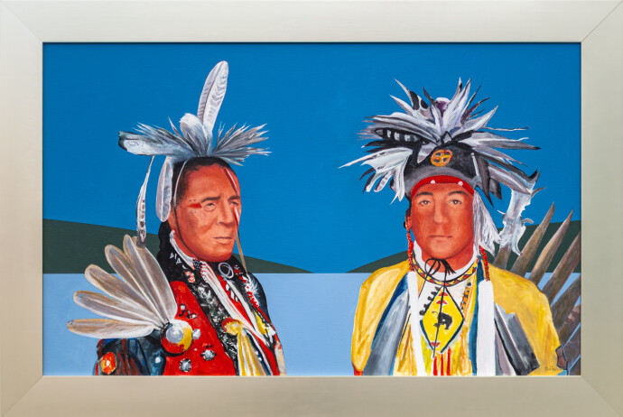 This contemporary painting by Charles Pachter features a historic indigenous figure.