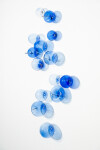 This contemporary cerulean colored glass wall sculpture was created by Cheryl Wilson Smith. Image 2