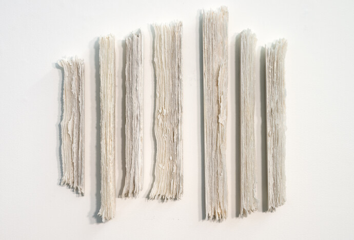 This contemporary glass wall sculpture is inspired by nature.