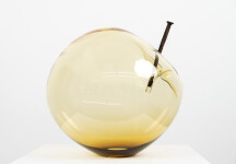 This contemporary amber glass tabletop sculpture is by Cheryl Wilson Smith. Image 4