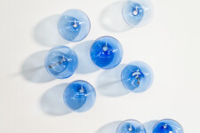 This contemporary cerulean colored glass wall sculpture was created by Cheryl Wilson Smith. Image 5