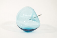 The contemporary blue glass tabletop sculpture is by Cheryl Wilson Smith. Image 4