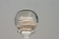 This contemporary table top clear glass piece is by Cheryl Wilson Smith. Image 5