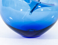 The contemporary cerulean-blue glass tabletop sculpture is by Cheryl Wilson Smith. Image 6