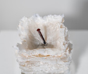 This contemporary table top white glass sculpture is by Cheryl Wilson Smith. Image 3