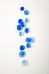 This contemporary cerulean colored glass wall sculpture was created by Cheryl Wilson Smith. Image 3