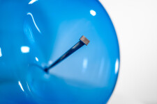 The contemporary blue glass tabletop sculpture is by Cheryl Wilson Smith. Image 8