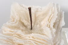 This contemporary table top white glass sculpture is by Cheryl Wilson Smith. Image 6