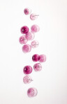 This contemporary wall sculpture of pink bubbles is hand-made from blown glass. Image 4