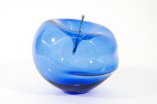 The contemporary blue glass tabletop sculpture is by Cheryl Wilson Smith. Image 2