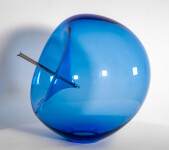 The contemporary blue glass tabletop sculpture is by Cheryl Wilson Smith. Image 4