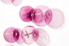 This contemporary wall sculpture is made from pink glass bubbles. Image 11