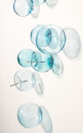 This contemporary wall sculpture features bubbles of blue glass. Image 7