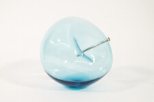 The contemporary blue glass tabletop sculpture is by Cheryl Wilson Smith. Image 3