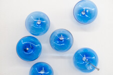 This contemporary cerulean-coloured glass wall sculpture was created by Cheryl Wilson Smith. Image 7