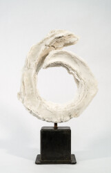 Like a glacial wave building before cresting, delicate layers of glass frit (ground glass) have been fired into a striking circular band in …