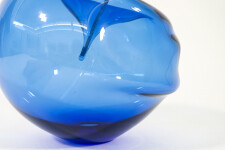 The contemporary blue glass tabletop sculpture is by Cheryl Wilson Smith. Image 6
