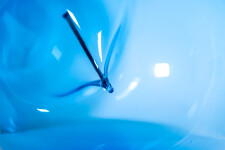 The contemporary blue glass tabletop sculpture is by Cheryl Wilson Smith. Image 9