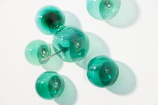 This contemporary wall sculpture features turquoise coloured glass bubbles. Image 3