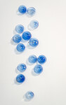 This contemporary cerulean colored glass wall sculpture was created by Cheryl Wilson Smith. Image 2