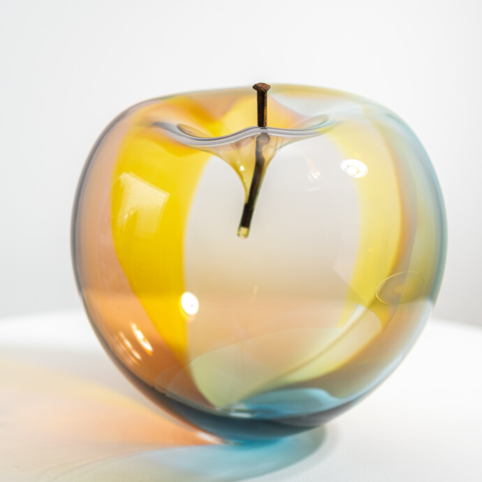 This contemporary rainbow-coloured glass bubble tabletop sculpture is by Cheryl Wilson Smith.