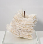 This contemporary table top white glass sculpture is by Cheryl Wilson Smith. Image 4