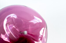 This contemporary pink glass tabletop sculpture is by Cheryl Wilson Smith. Image 8