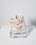 This contemporary table top white glass sculpture is by Cheryl Wilson Smith. Image 4