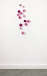 This contemporary wall sculpture of pink bubbles is hand-made from blown glass. Image 7