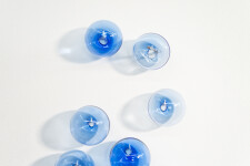 This contemporary cerulean colored glass wall sculpture was created by Cheryl Wilson Smith. Image 4