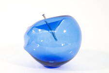 The contemporary blue glass tabletop sculpture is by Cheryl Wilson Smith. Image 4