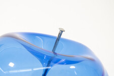 The contemporary blue glass tabletop sculpture is by Cheryl Wilson Smith. Image 5