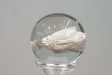 This contemporary table top, clear and black glass piece, is by Cheryl Wilson Smith. Image 5