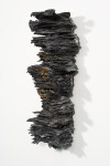 This contemporary glass wall sculpture by Cheryl Wilson Smith is black and sienna in colour. Image 2