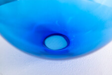 The contemporary blue glass tabletop sculpture is by Cheryl Wilson Smith. Image 11
