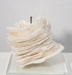 This contemporary table top white glass sculpture is by Cheryl Wilson Smith. Image 2