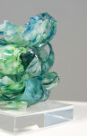 This contemporary turquoise glass sculpture is designed as a tabletop piece. Image 5
