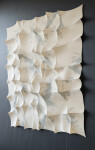 This contemporary white and blue-gray tapestry was hand-sewn by Canadian fabric artist Chung-Im Kim. Image 3
